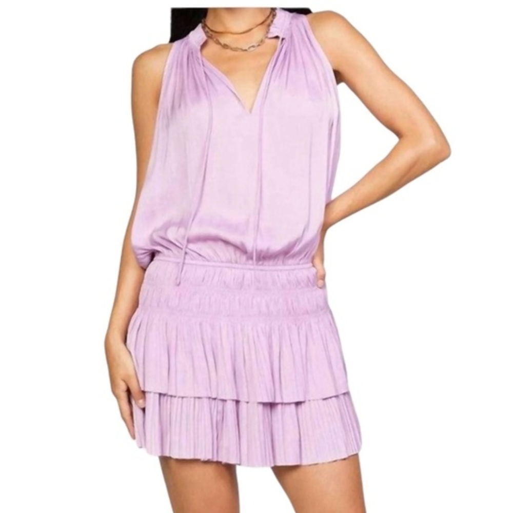 Current Air Lavender Pleated Sleeveless Dress